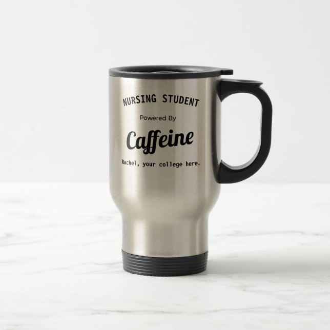 Personalisierter Pflegestudent mit Koffein Reisebecher (Rechts)