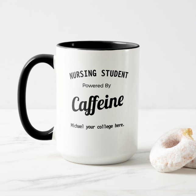 Personalisierter Pflegestudent mit Koffein Tasse (Mit Donut)