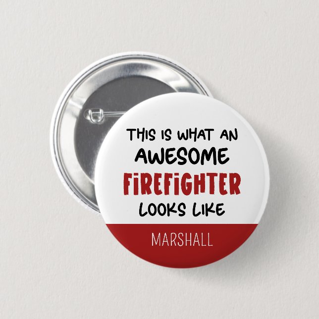 Personalisierter Phantastischer Feuerwehrmann Feue Button (Vorne & Hinten)