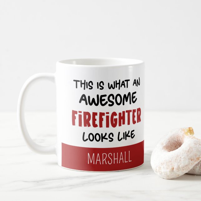 Personalisierter Phantastischer Feuerwehrmann Feue Kaffeetasse (Mit Donut)