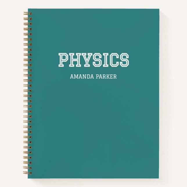 Personalisierter Physik-Schulkalender Türkisblau Notizbuch (Vorderseite)