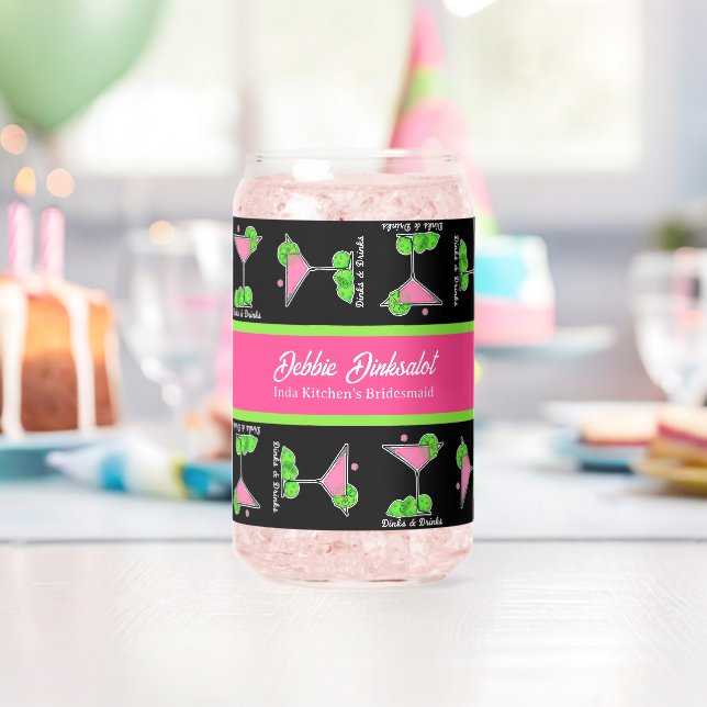 Personalisierter Pickleball-Cocktail-Dinks-und-Dri Dosenglas (Insitu (Geburtstag))