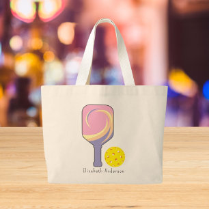 Personalisierter Pickleball Name Stripsattel Große Jumbo Stoffbeutel