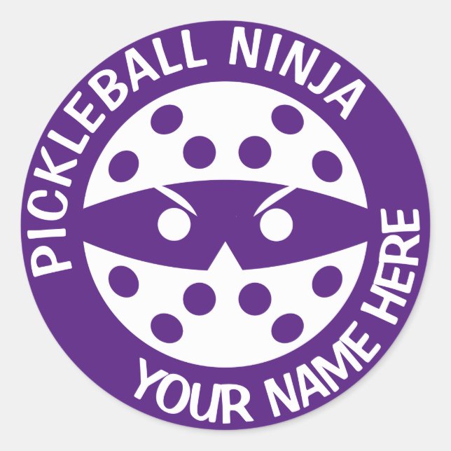 Personalisierter Pickleball Ninja rot Runder Aufkleber (Vorderseite)