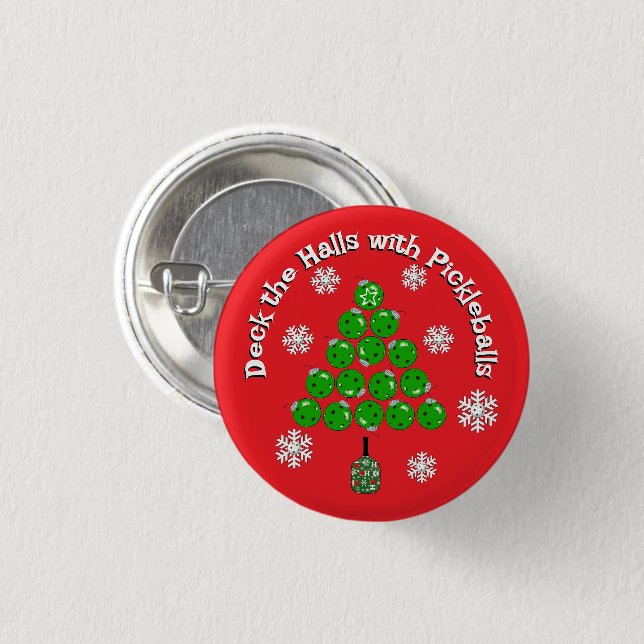 Personalisierter Pickleball-Weihnachtsbaum Xmas-Pa Button (Vorne & Hinten)