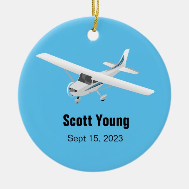 Personalisierter Pilot Keramik Ornament (Vorne)