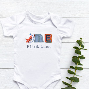 Personalisierter Pilot zum Geburtstag Baby Strampler