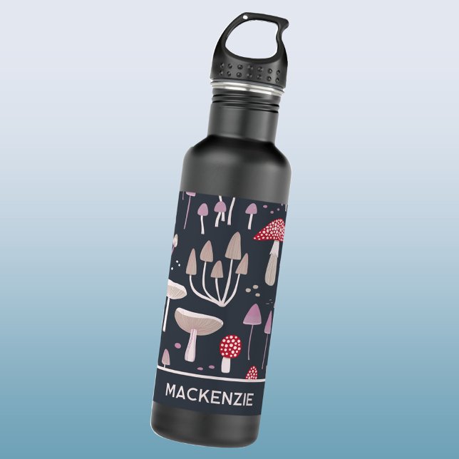 Personalisierter Pilz Toadstool Fungi Edelstahlflasche (Mushroom toadstool pattern personalized custom name water bottle)