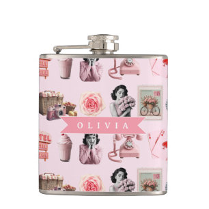 Personalisierter Pin-Up Glamour Alter Hollywood Re Flachmann