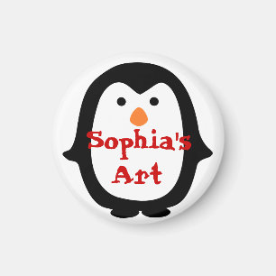 Personalisierter Pinguin-Kinderkunst-Magnet Magnet