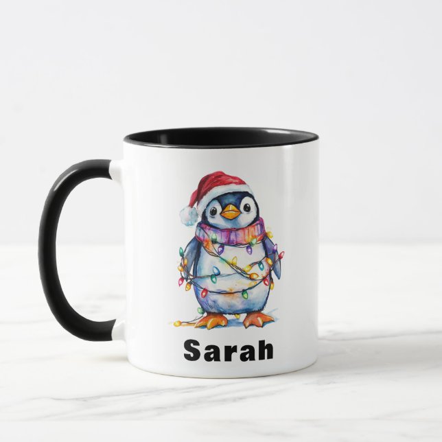 Personalisierter Pinguin Weihnachten Individuelle  Tasse (Links)