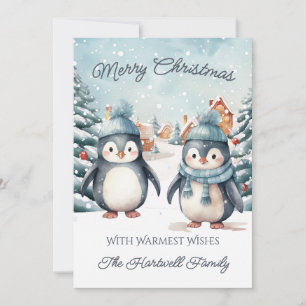 Personalisierter Pinguin-Weihnachtskarte Feiertagskarte