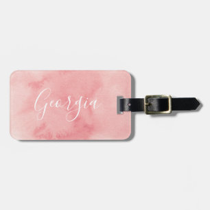 Personalisierter Pink-Aquarell-Tag Gepäckanhänger