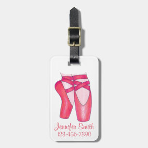 Personalisierter Pink Ballet Toe Pointe Shoes Tanz Gepäckanhänger