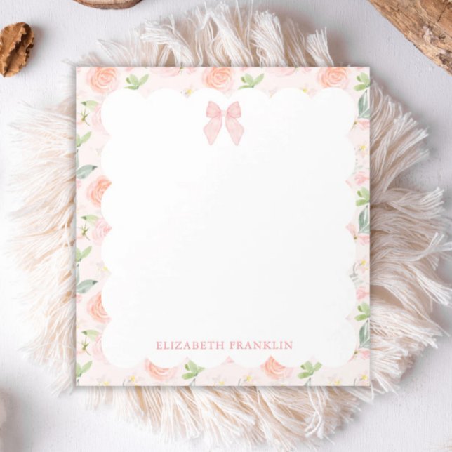 Personalisierter Pink Bow Floral Baby Stationer Notizblock (Von Creator hochgeladen)