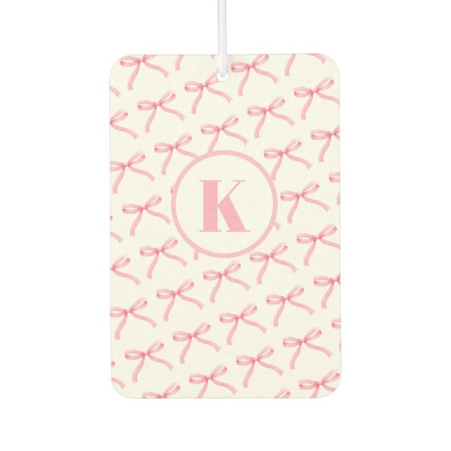Personalisierter Pink Bow Monogram Air Freshener Autolufterfrischer (Vorderseite)