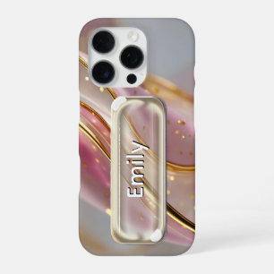 Personalisierter Pink Gold Glas UI Button Name iPhone 16 Pro Hülle