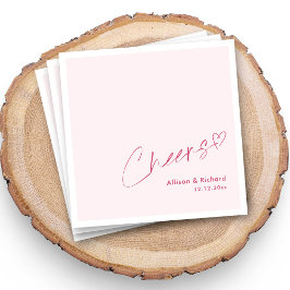 Personalisierter Pink Heart Cheers Wedding Napkins Serviette