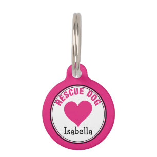Personalisierter Pink Heart Rescue Hund ID Tag Tiermarke