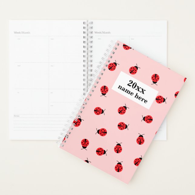 Personalisierter Pink Ladybug Planer für Kinder (Anzeige)