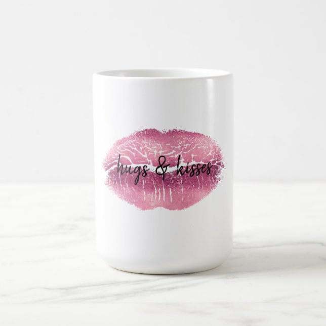 personalisierter Pink Lips Kuss Kaffeetasse (Mittel)