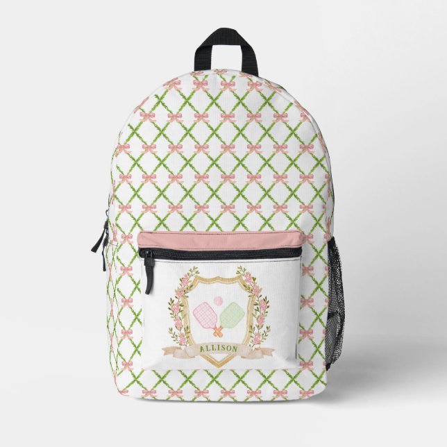 Personalisierter Pink-Pickle-Ball mit einem Vornam Bedruckter Rucksack (Vorderseite)