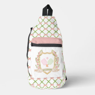 Personalisierter Pink-Pickle-Ball mit einem Vornam Crossbody Bag