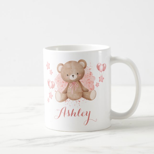 Personalisierter Pink Teddy Bear Kaffee Tasse (Rechts)