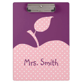 Personalisierter Pink und Weiß Polka Dot Apple Klemmbrett