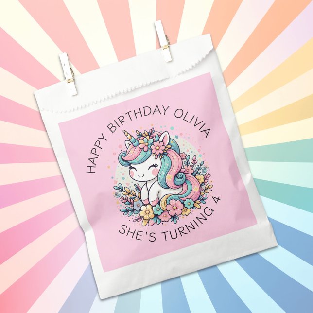 Personalisierter Pink Unicorn Girl's Birthday Geschenktütchen (Von Creator hochgeladen)
