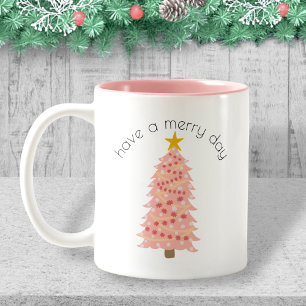 Personalisierter Pink Weihnachtsbaum haben einen s Zweifarbige Tasse
