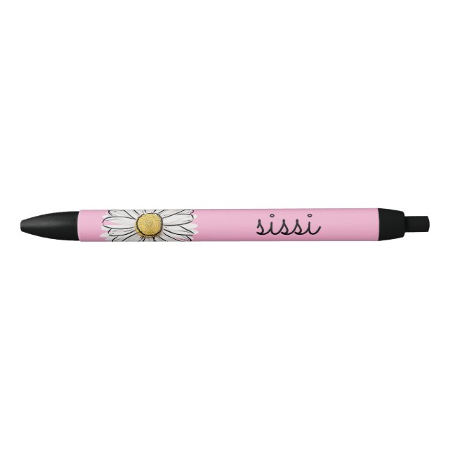 Personalisierter Pink & White Daisy Pen - Benutzer Kugelschreiber (Vorderseite)