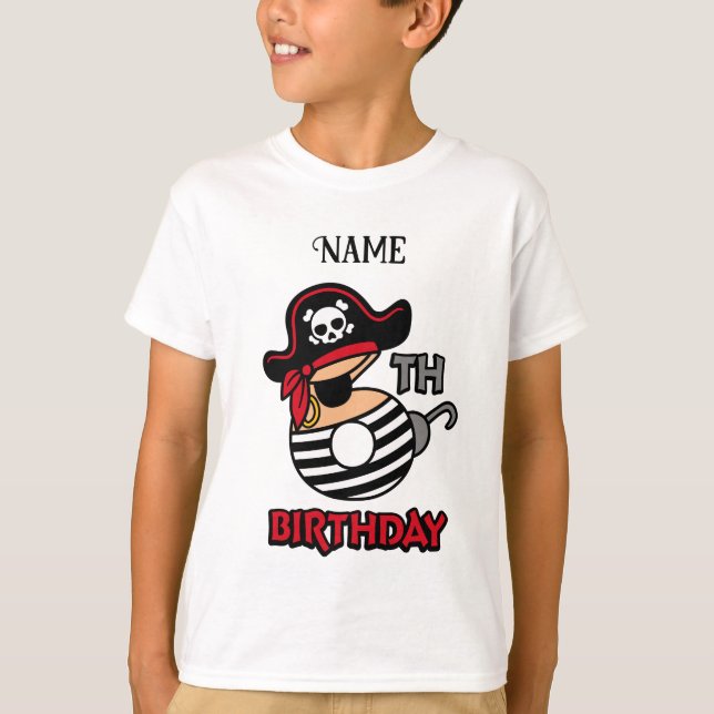 Personalisierter Piratengeburt T - Shirt (Vorderseite)