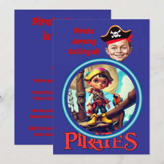 Personalisierter Piratenjunge auf Schiffsbauwerken Einladung