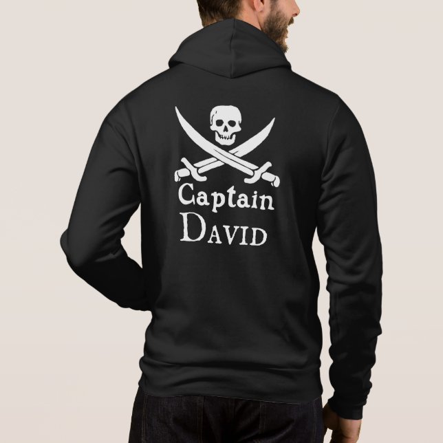 Personalisierter Piratenkapitän Zip Hoodie (Rückseite)
