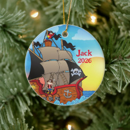 Personalisierter Piratenschiff Kindername Ornament