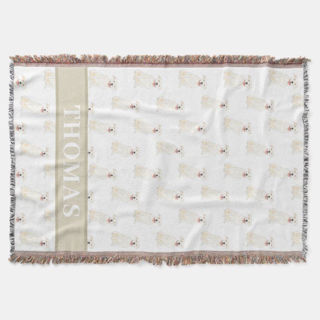 Personalisierter Pitbull Staffy (weiß) Decke (Vorderseite)