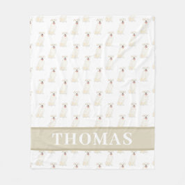 Personalisierter Pitbull Staffy (weiß) Fleecedecke