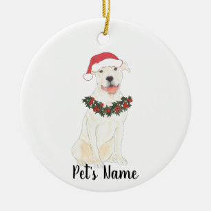 Personalisierter Pitbull Staffy (weiß) Keramik Ornament