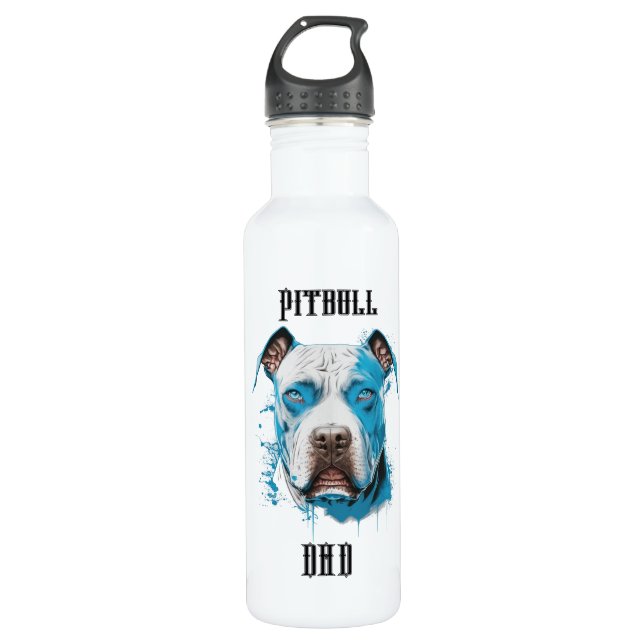 Personalisierter Pitbull-Vater Edelstahlflasche (Vorderseite)