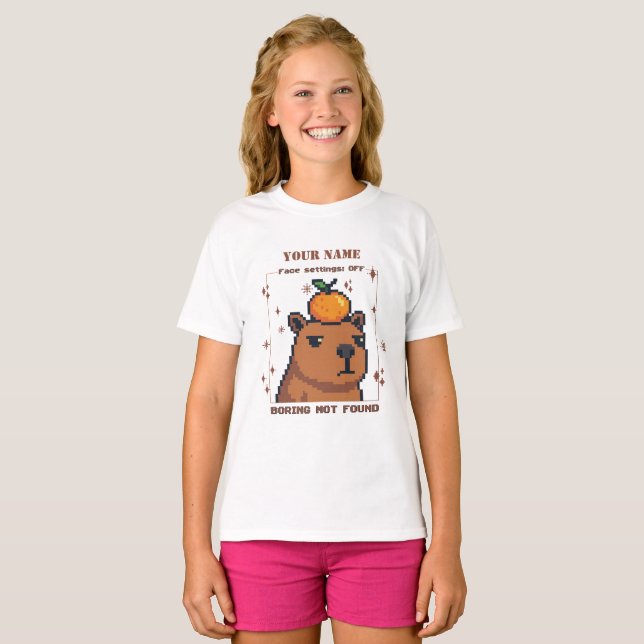 Personalisierter Pixel Capybara T - Shirt — Indivi (Vorne ganz)