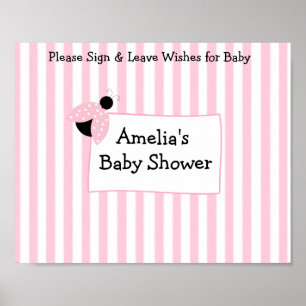 Personalisierter Plakathalter für Pink Baby Dusche Poster