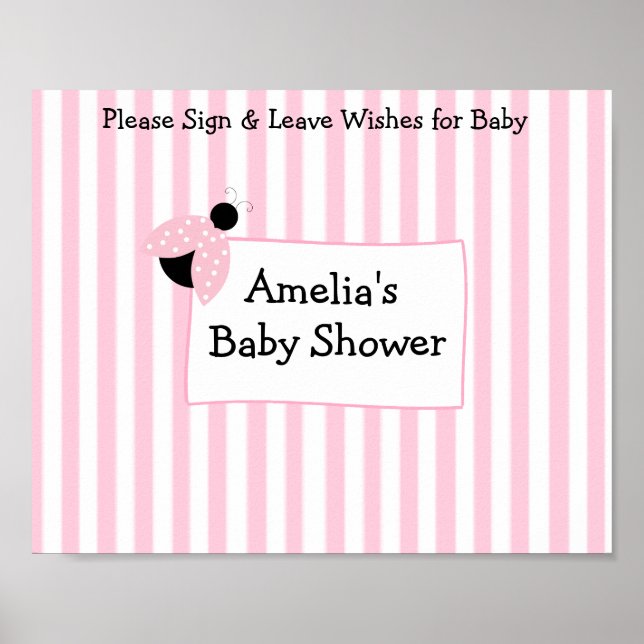Personalisierter Plakathalter für Pink Baby Dusche Poster (Vorne)