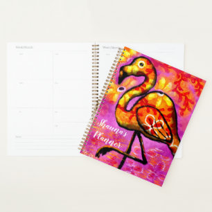 Personalisierter Planer Abstrakt Flamingo Kunst