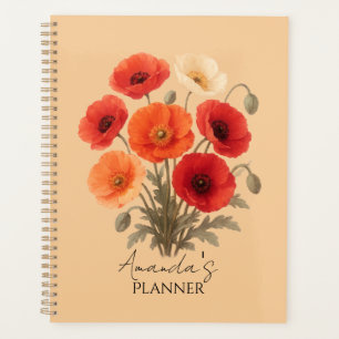 Personalisierter Planer, farbenfrohe Mohnblume flo Planer