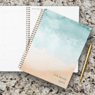 Personalisierter Planer für den Aquarellstrand