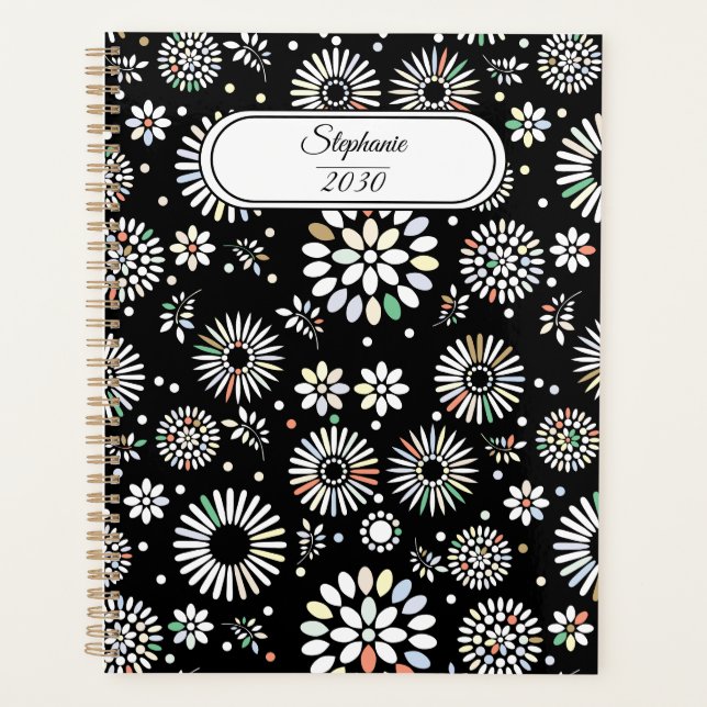 Personalisierter Planer mit geometrischen Blumen (Vorderseite)