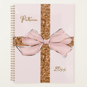 Personalisierter Planer mit rosa Glitterstreifen u