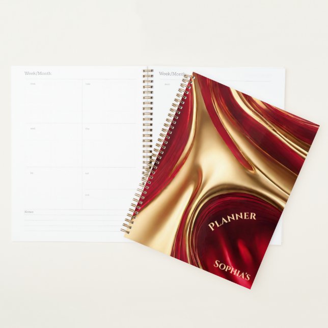 Personalisierter Planer - Rot und Gold- (Anzeige)