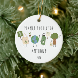 Personalisierter Planet-Protector-Weihnachtsschmuc Keramik Ornament